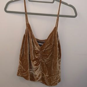 Reformation velour cami with bunching detail